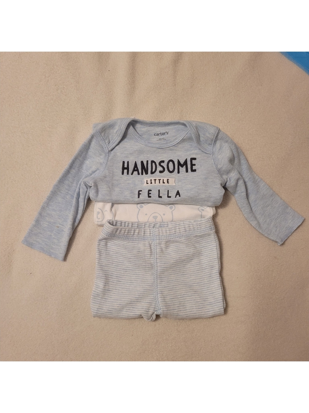 Carter's 'Handsome Little Fella' Baby Boy Outfit - Light Blue Size 3 Months